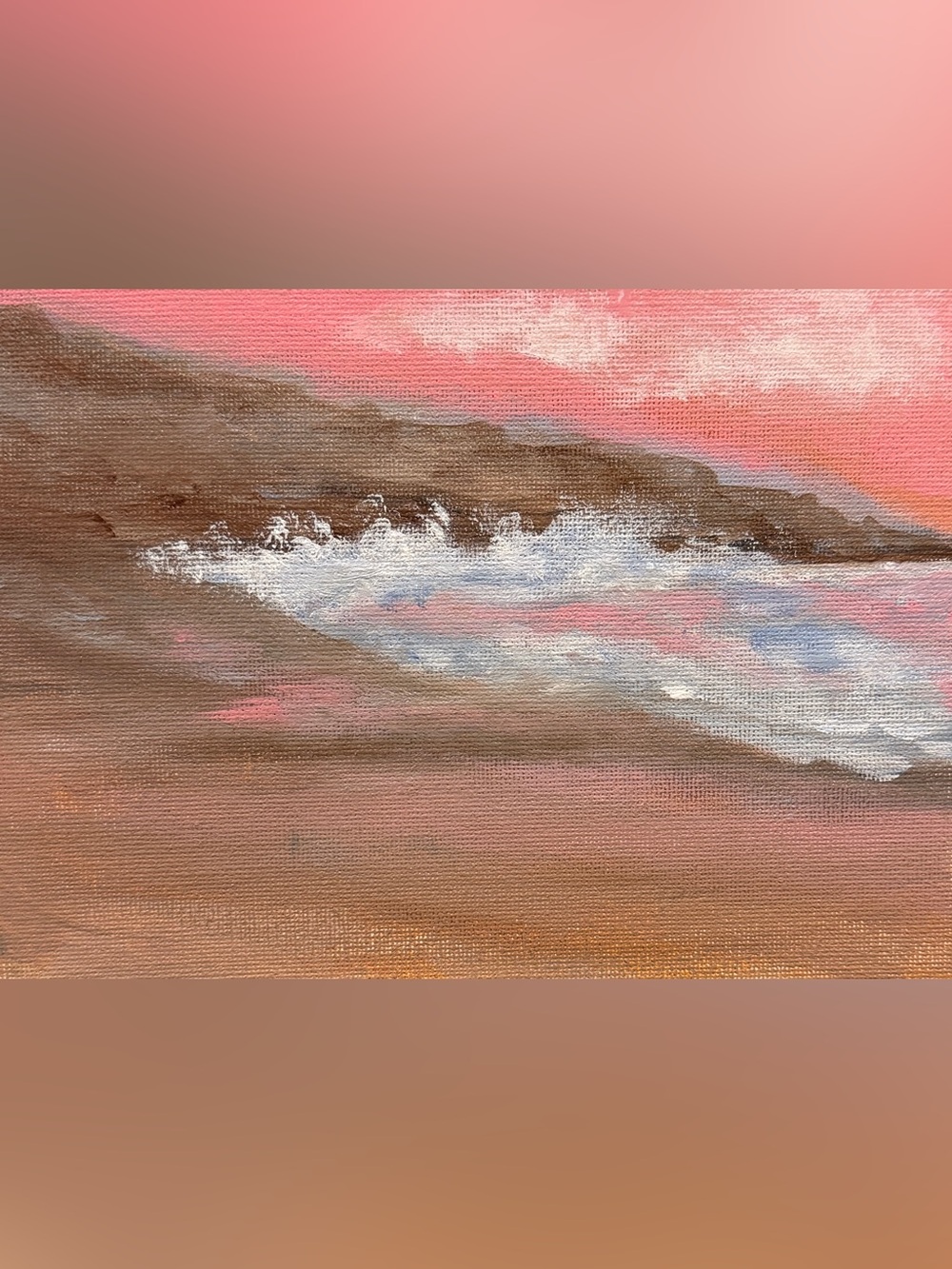 Hand painted beach coastal sunset wall art